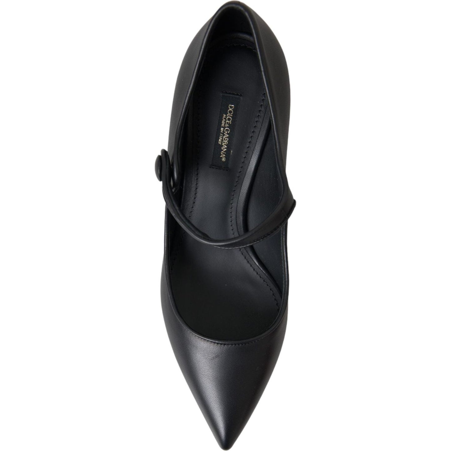 Dolce & Gabbana Black Leather Logo Heels Mary Janes Pumps Shoes LA10961-35.5