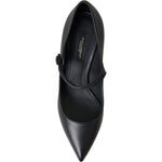 Dolce & Gabbana Black Leather Logo Heels Mary Janes Pumps Shoes LA10961-35.5