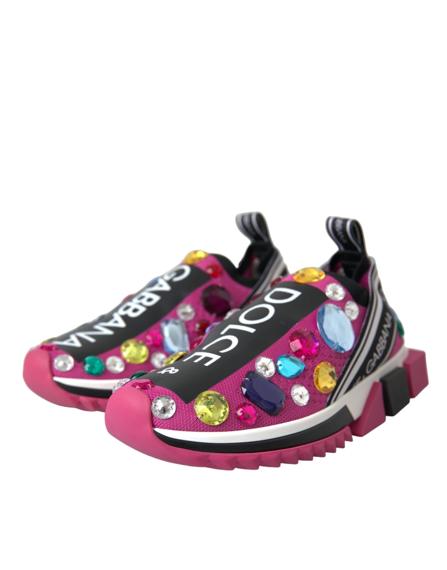 Dolce & Gabbana Pink Sorrento Crystals Sneakers Shoes Dolce & Gabbana Dim Gray
