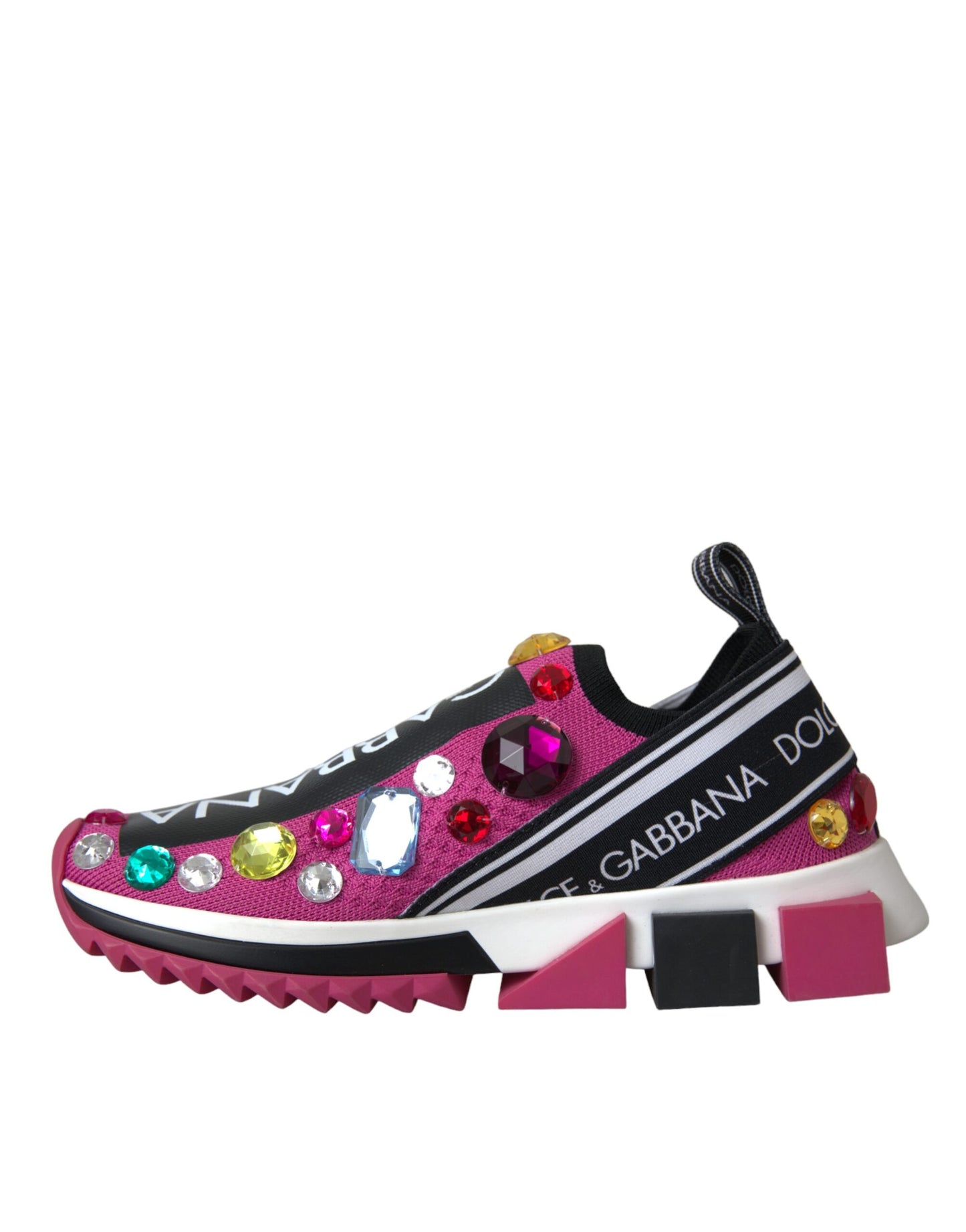 Dolce & Gabbana Pink Sorrento Crystals Sneakers Shoes Dolce & Gabbana Maroon
