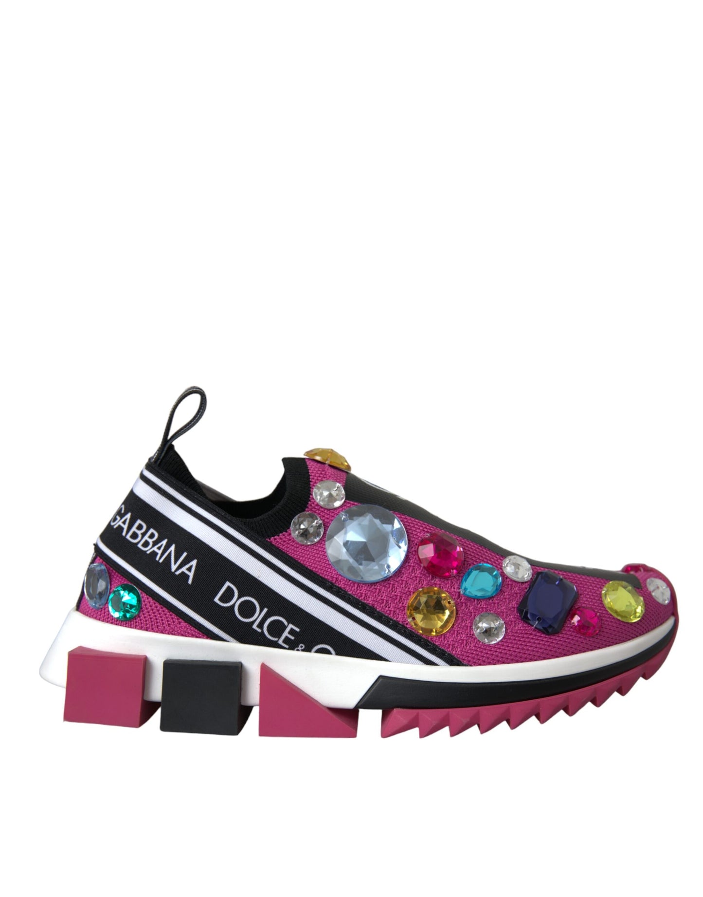 Dolce & Gabbana Pink Sorrento Crystals Sneakers Shoes Dolce & Gabbana Maroon