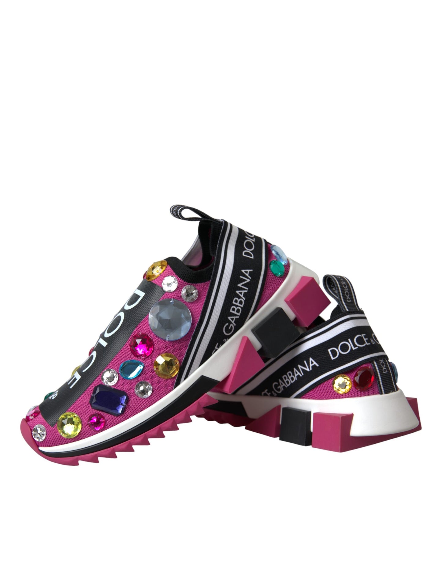 Dolce & Gabbana Pink Sorrento Crystals Sneakers Shoes Dolce & Gabbana Dark Slate Gray