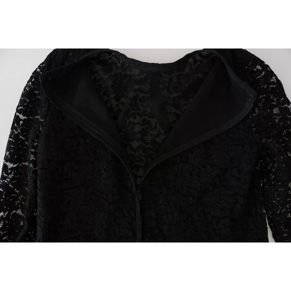 Dolce & Gabbana Black Lace Long Sleeve Blouse Nylon Top TSH4259-38