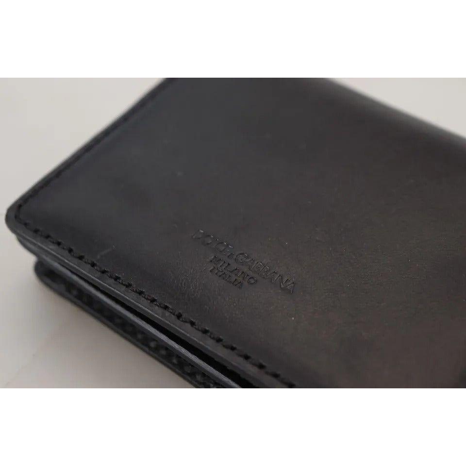 Dolce & Gabbana Black Leather Bifold Shoulder Sling Women Wallet BAG1061