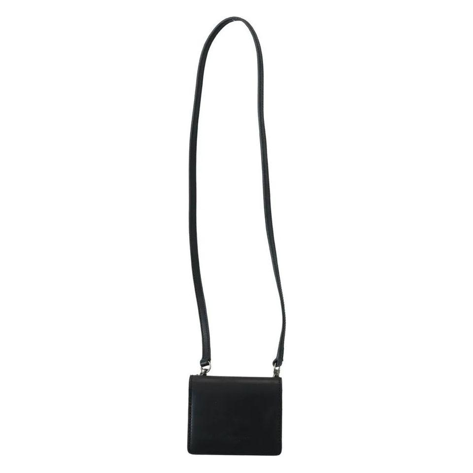 Dolce & Gabbana Black Leather Bifold Shoulder Sling Women Wallet BAG1061