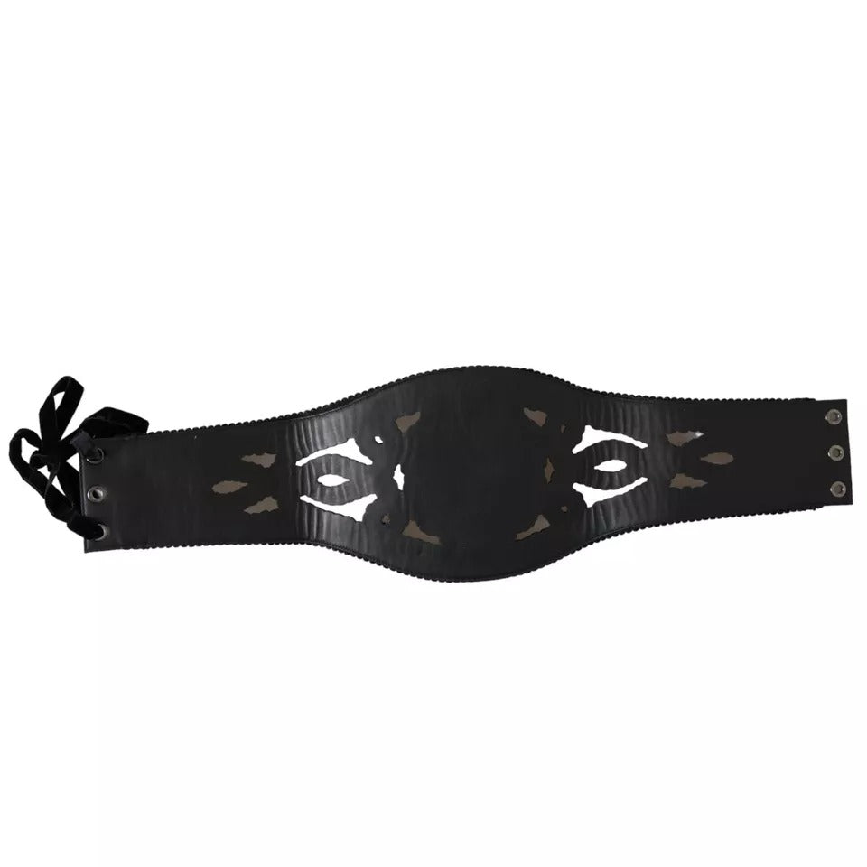 Dolce & Gabbana Black Canvas Embellished Waist Women Belt WMB335-42