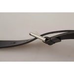 Dolce & Gabbana Black Leather Silver Tone Metal Buckle Classic Belt BEL8562-90