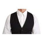 Dolce & Gabbana Black Solid STAFF Slim Fit Waistcoat Vest TSH4069-44