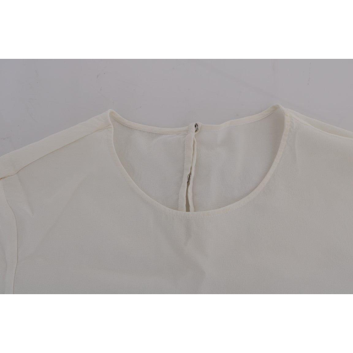Dolce & Gabbana Silk Sequined 'Italia Is Love' White Blouse Dolce & Gabbana Dark Gray