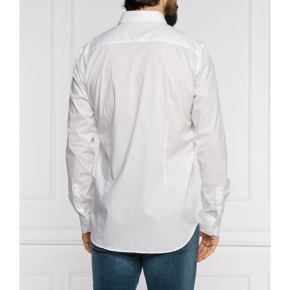Aeronautica Militare "White Cotton Men's Shirt with Slim Fit Design"