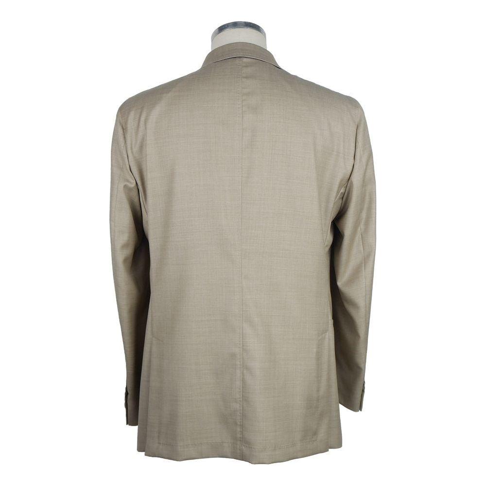 Emilio Romanelli Beige Wool Men's Blazer Emilio Romanelli Rosy Brown