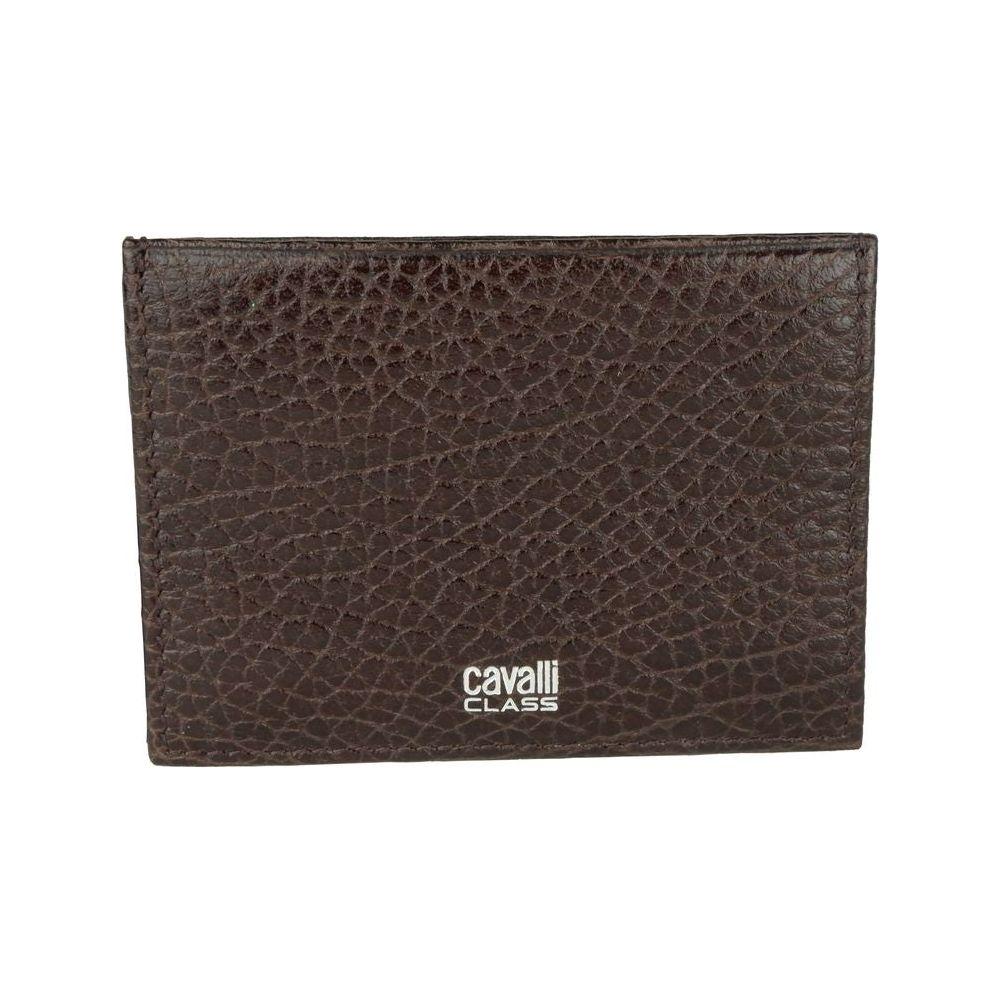 Cavalli Class Brown Calfskin Men Card Holder Cavalli Class Dark Slate Gray