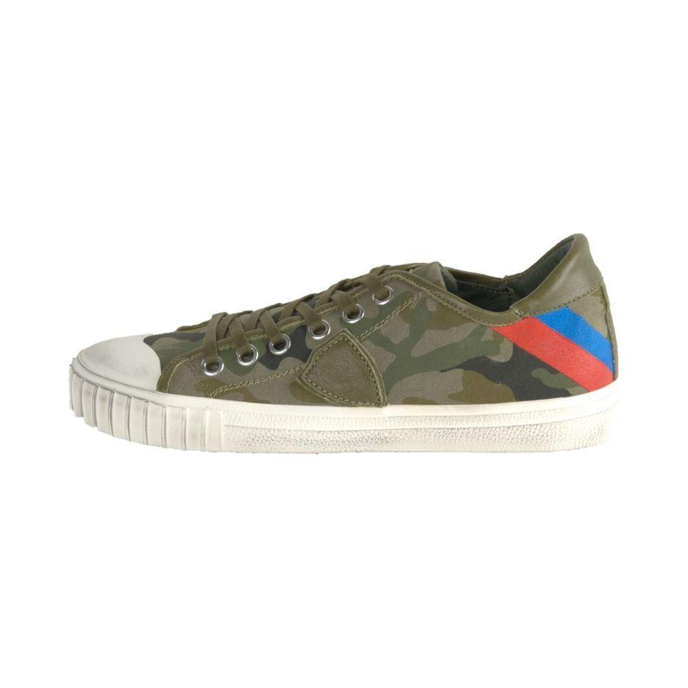 Philippe Model Green Leather Men Sneaker Philippe Model Dim Gray