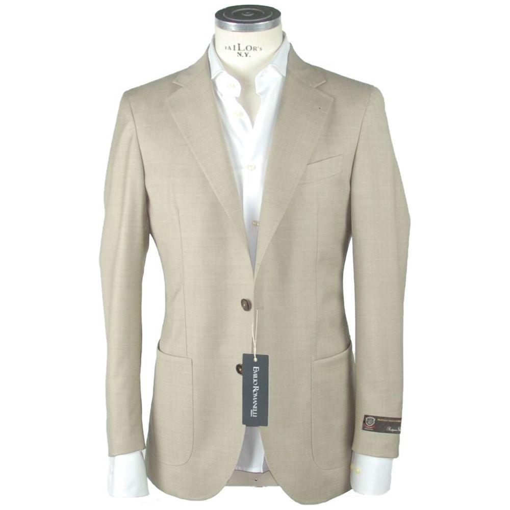 Emilio Romanelli Beige Wool Men's Blazer Emilio Romanelli Gray