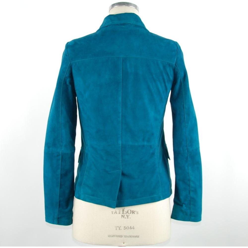 Emilio Romanelli Green Leather Women Jacket Emilio Romanelli Dark Cyan