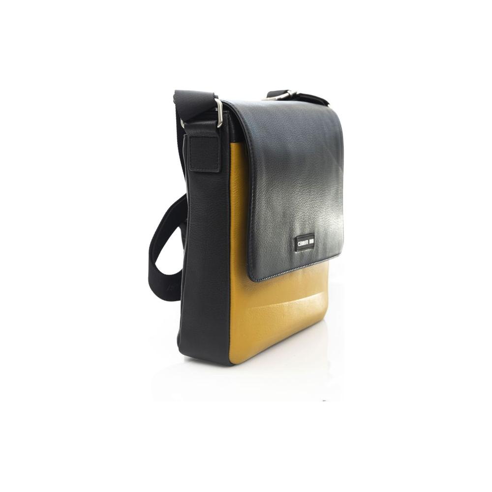 Cerruti 1881 Yellow Leather Men Messenger Bag Cerruti 1881 Dark Slate Gray