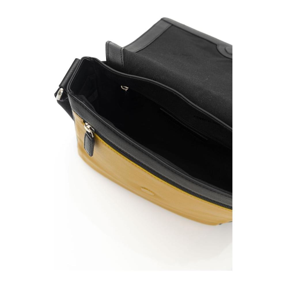 Cerruti 1881 Yellow Leather Men Messenger Bag Cerruti 1881 Dark Slate Gray