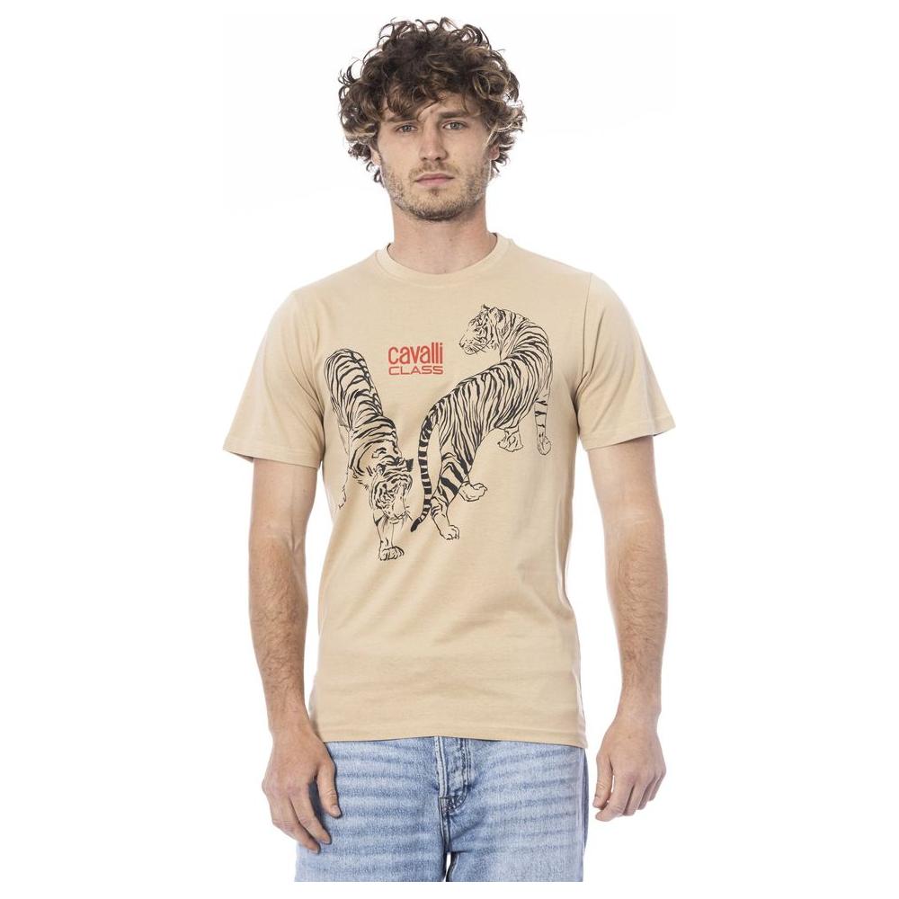 Cavalli Class Beige Cotton Men T-Shirt Cavalli Class Gray