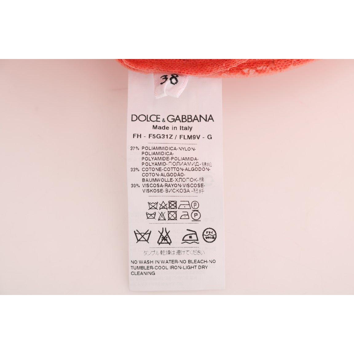 Dolce & Gabbana Elegant Orange Floral Lace Crystal Cardigan Blouse Dolce & Gabbana Light Gray
