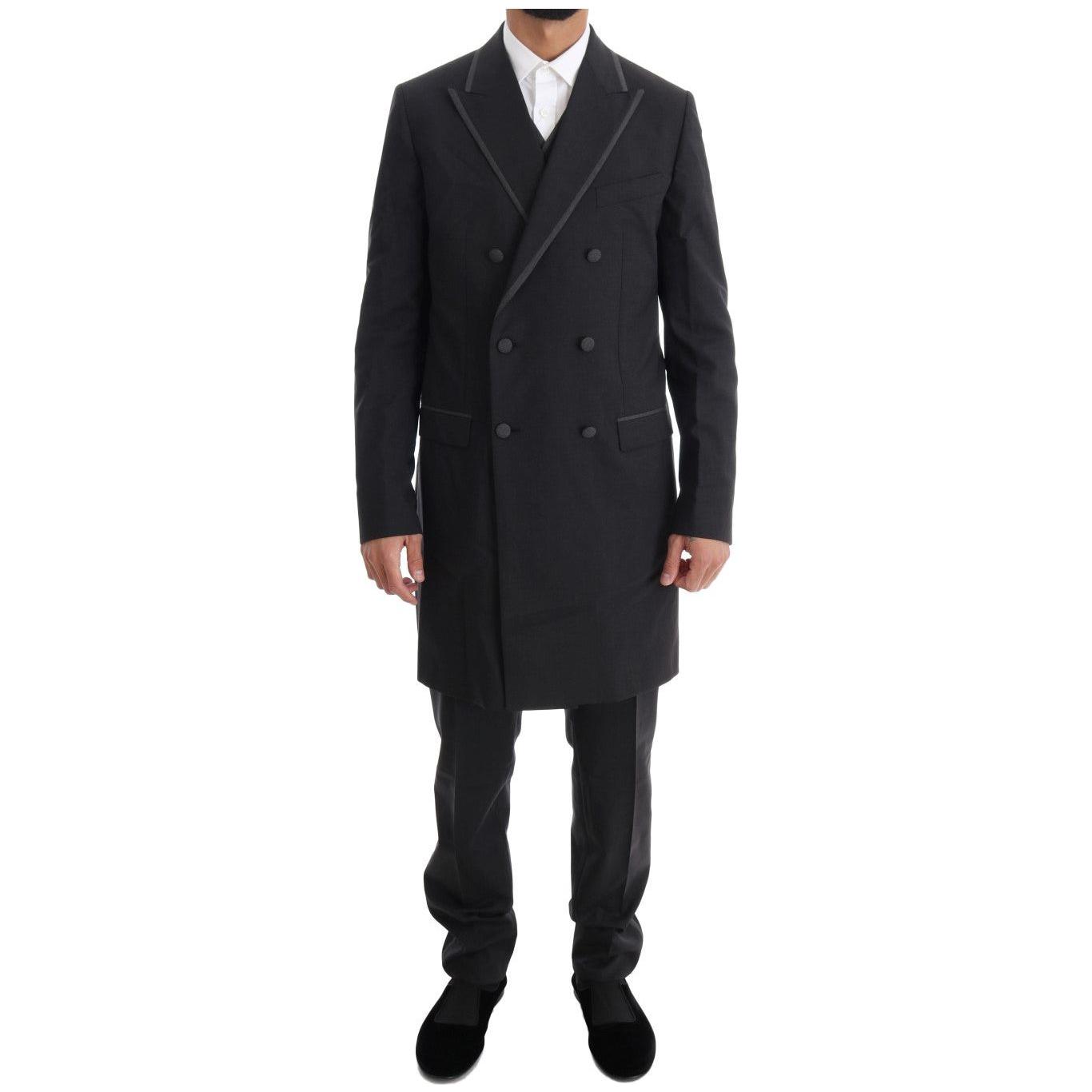 Dolce & Gabbana Elegant Gray Double Breasted Wool Suit Suit Dolce & Gabbana Dark Slate Gray