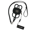 Dolce & Gabbana Black Calfskin Leather DG Logo Coin Purse Lanyard Wallet SMY10336