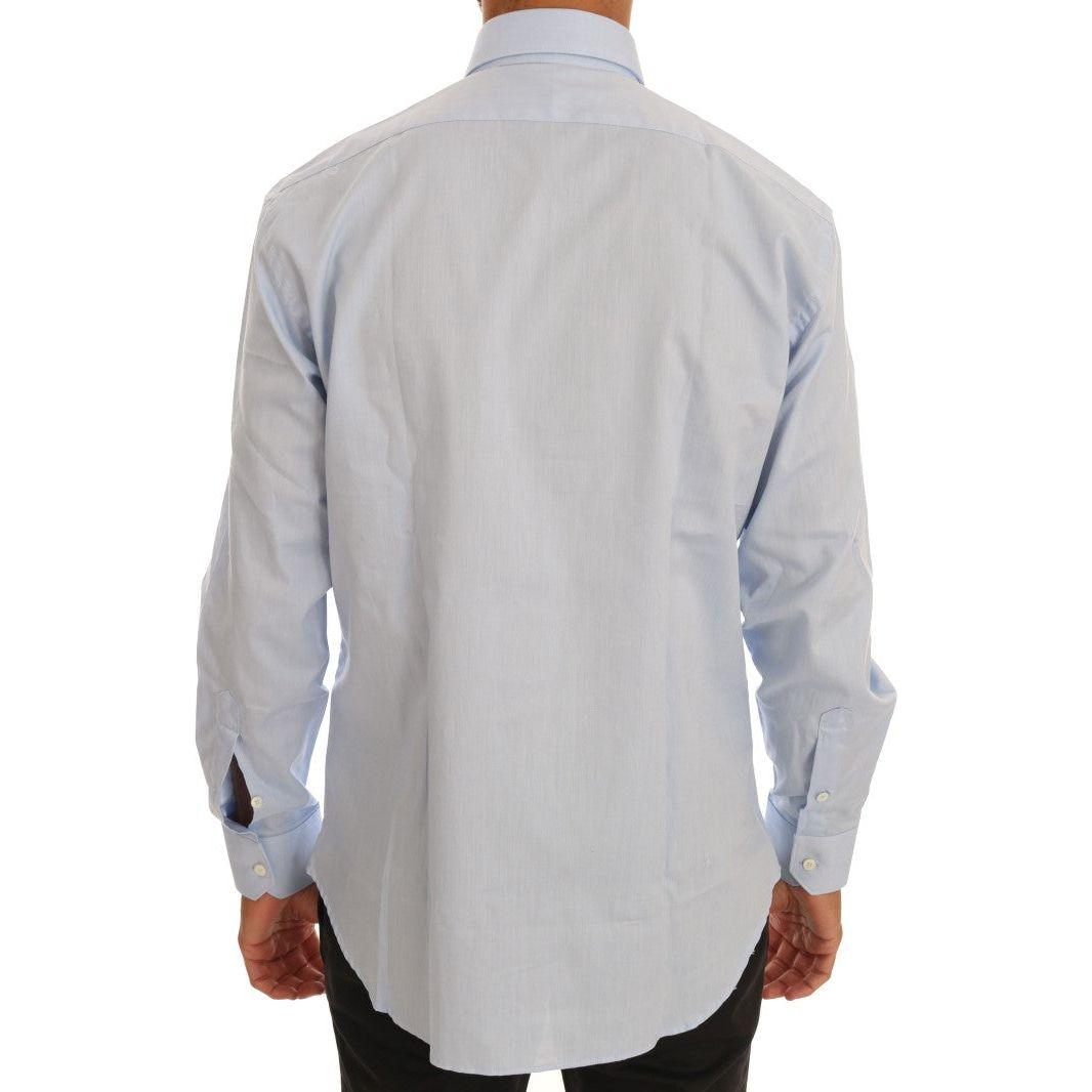 Cavalli Light Blue Cotton Dress Shirt Cavalli Gray
