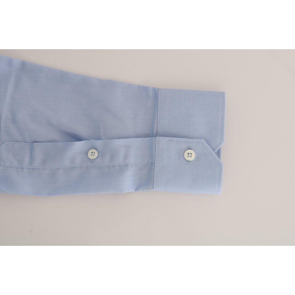 Cavalli Light Blue Cotton Dress Shirt Cavalli Gray