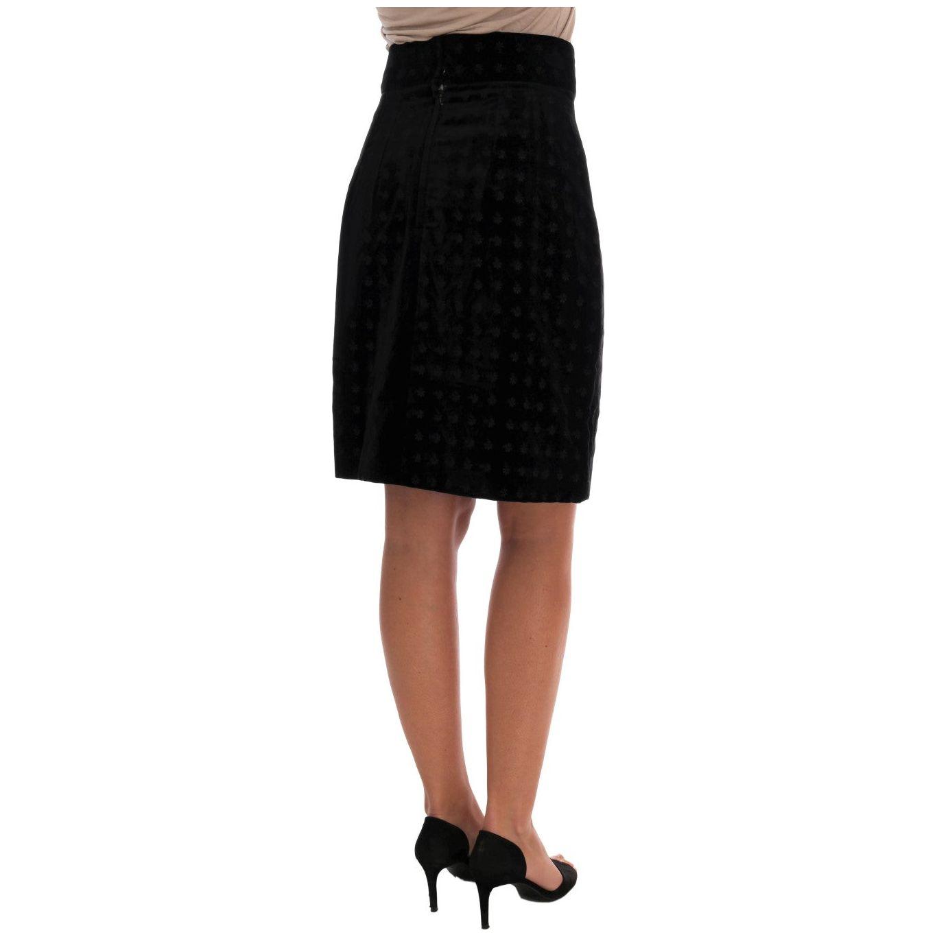 Dolce & Gabbana Baroque Embroidered Velvet Pencil Skirt Dolce & Gabbana Black