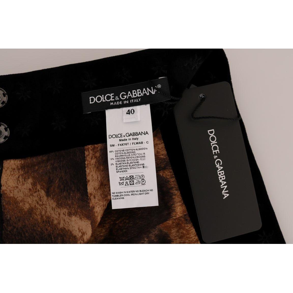 Dolce & Gabbana Baroque Embroidered Velvet Pencil Skirt Dolce & Gabbana Gray