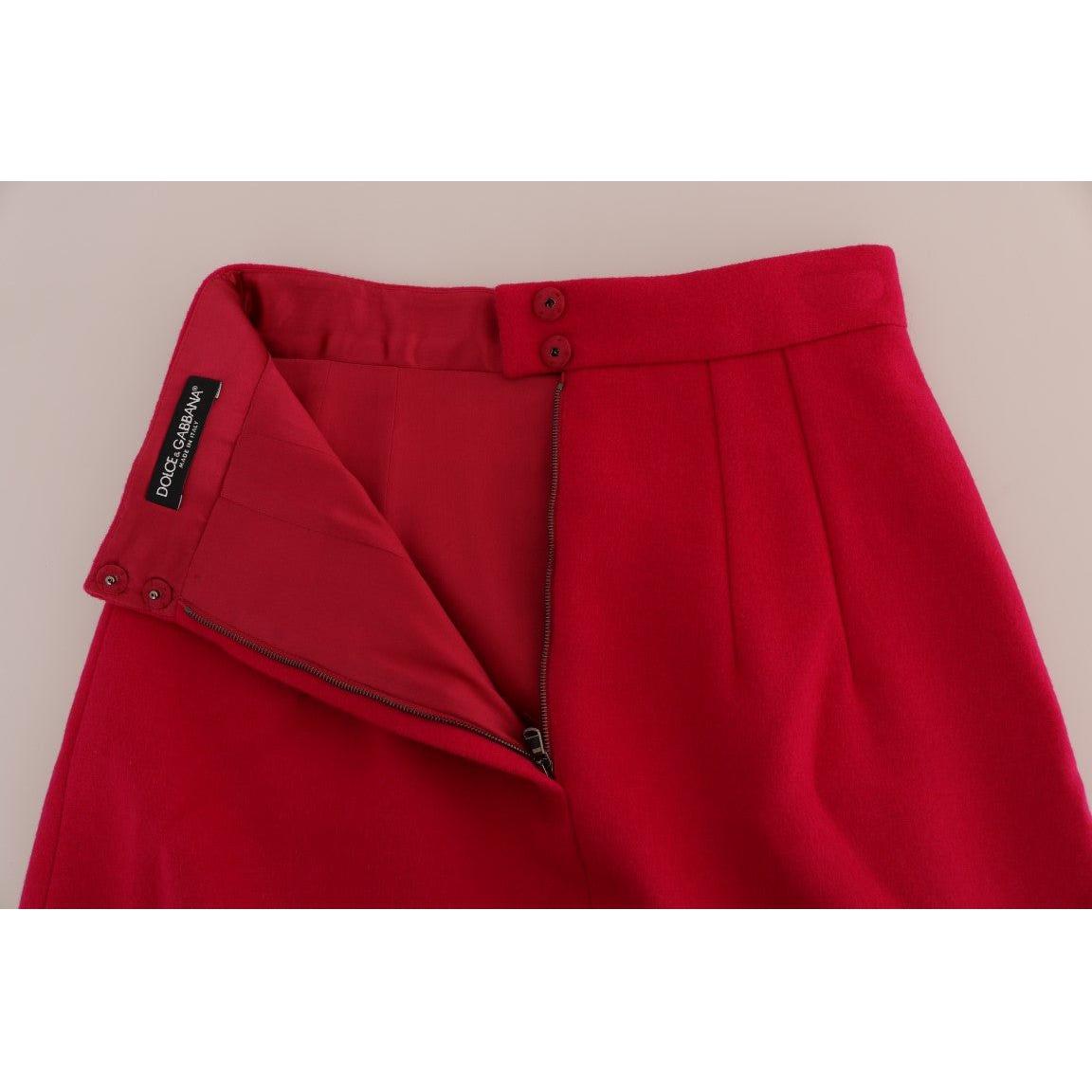 Dolce & Gabbana Elegant Pink Wool A-Line Knee-Length Skirt Dolce & Gabbana Dark Red