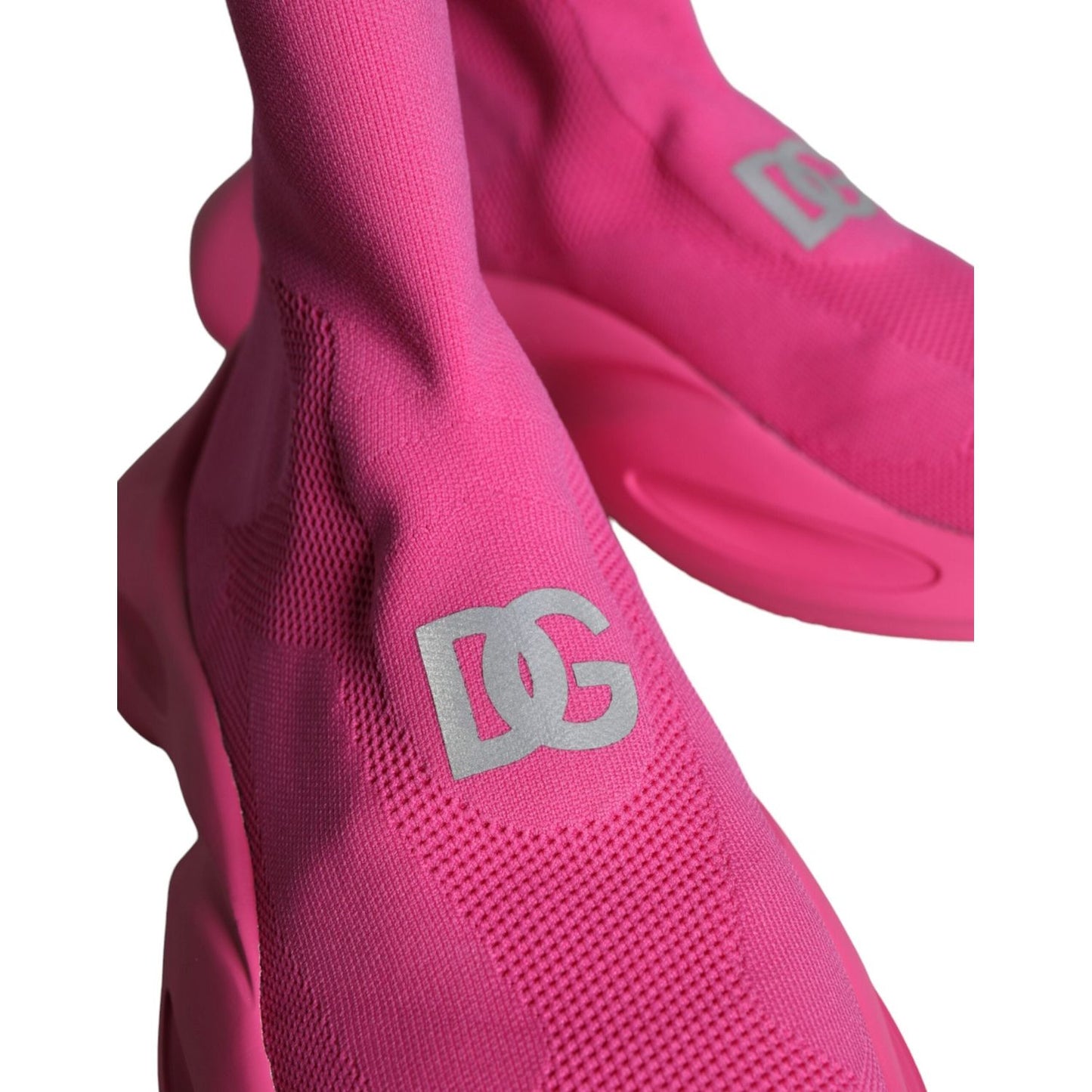 Dolce & Gabbana Pink Logo Print Slip On Socks Sneakers Shoes Dolce & Gabbana Maroon