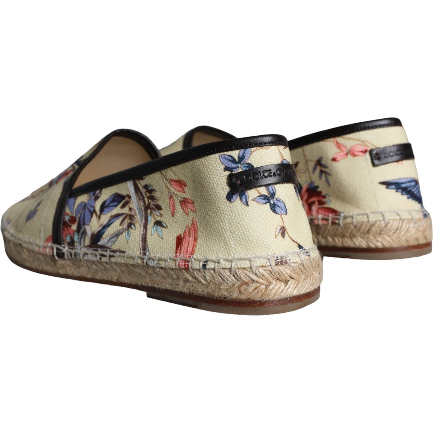 Dolce & Gabbana Beige Floral Canvas Espadrilles Slip On Shoes Dolce & Gabbana Dim Gray