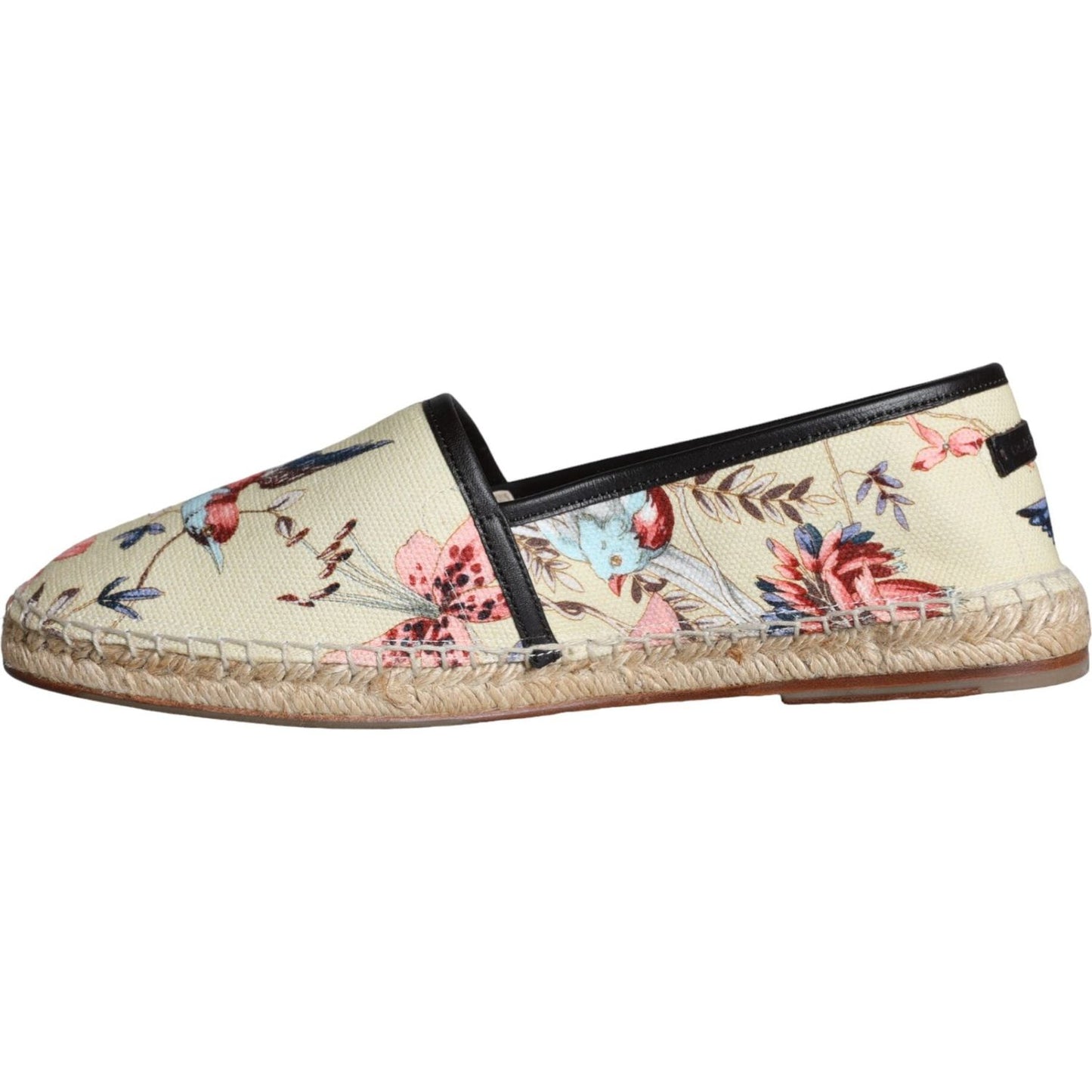 Dolce & Gabbana Beige Floral Canvas Espadrilles Slip On Shoes Dolce & Gabbana Gray
