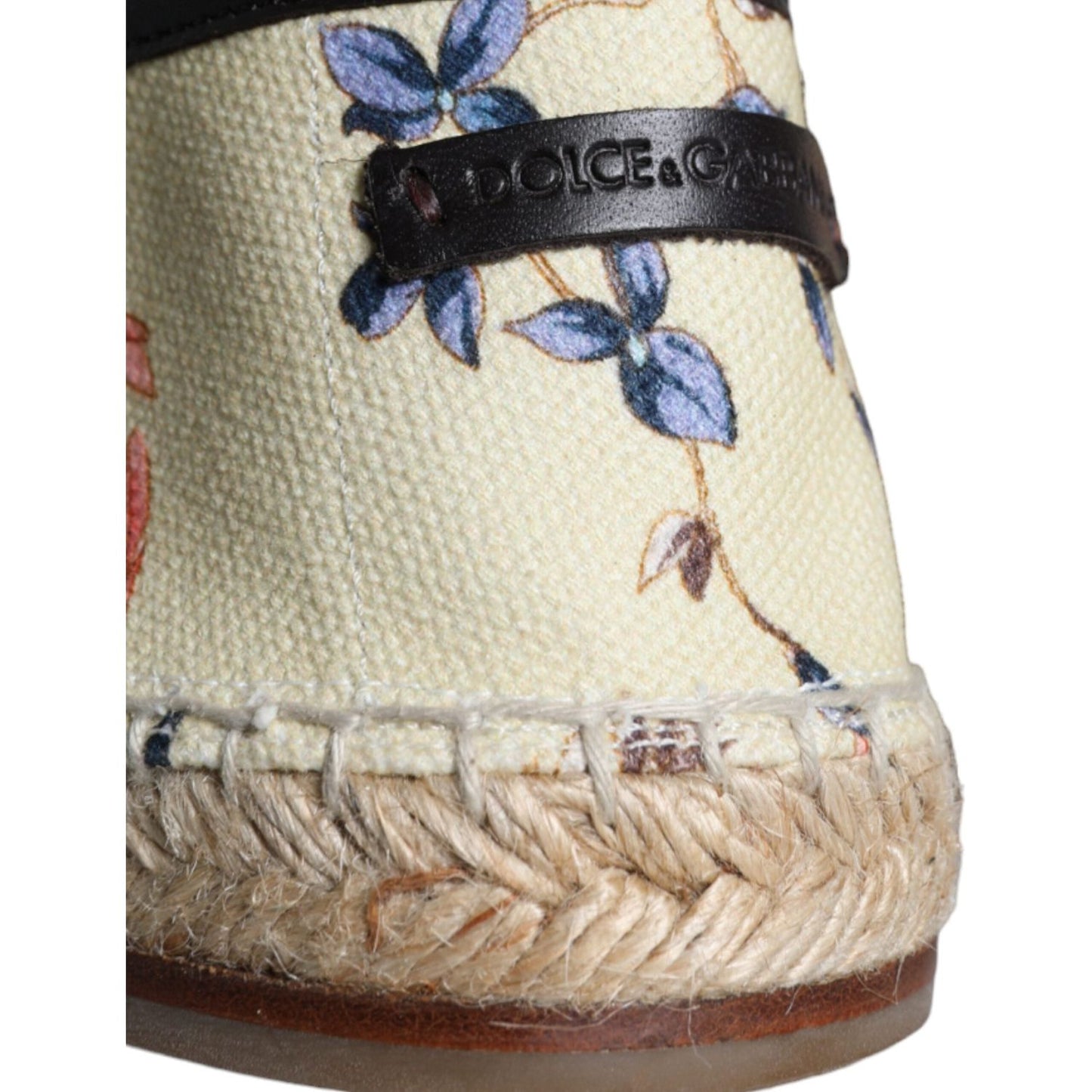 Dolce & Gabbana Beige Floral Canvas Espadrilles Slip On Shoes Dolce & Gabbana Gray