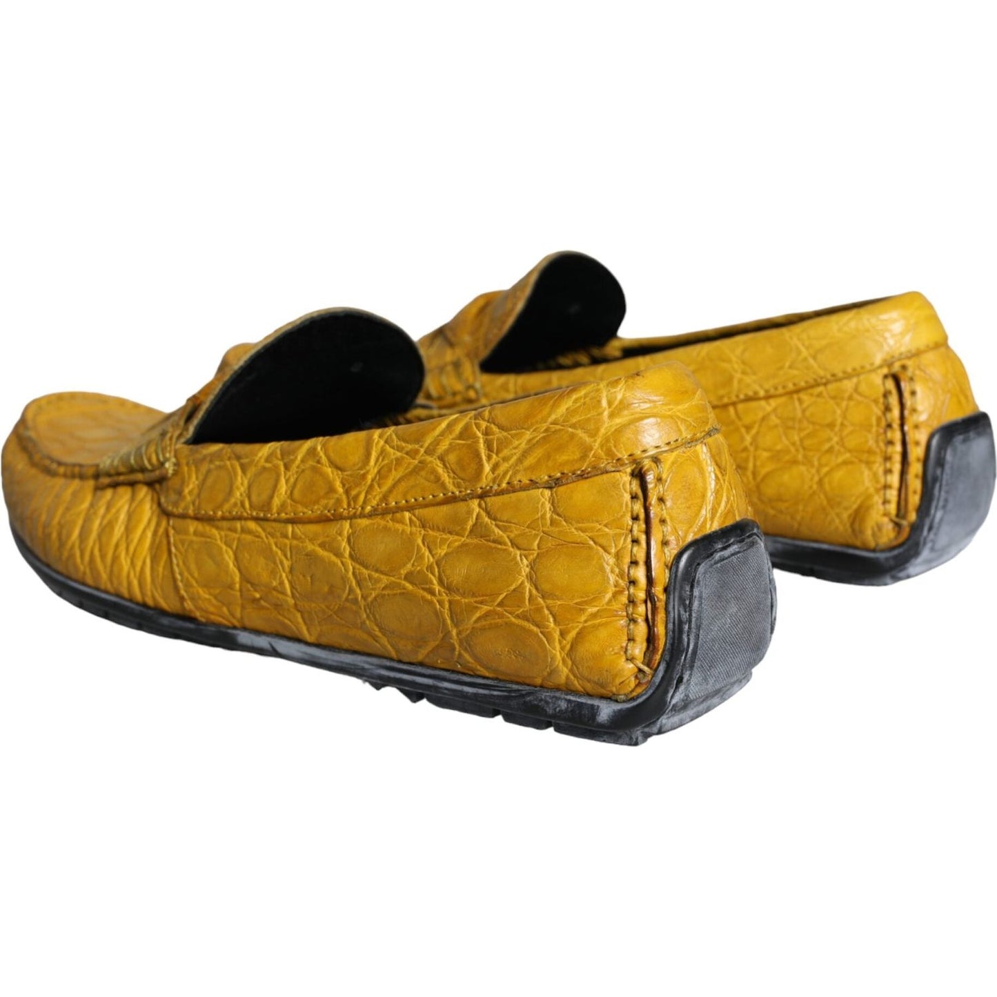 Dolce & Gabbana Yellow Leather Slip Mocassin Loafers Shoes Dolce & Gabbana Dark Goldenrod