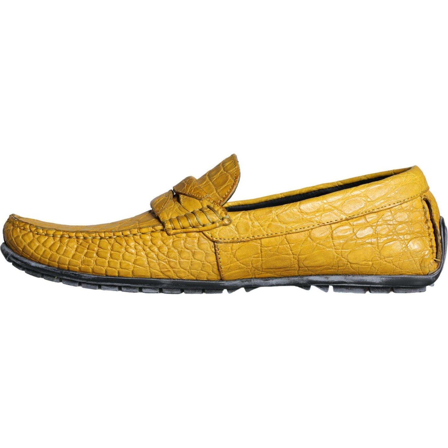 Dolce & Gabbana Yellow Leather Slip Mocassin Loafers Shoes Dolce & Gabbana Goldenrod