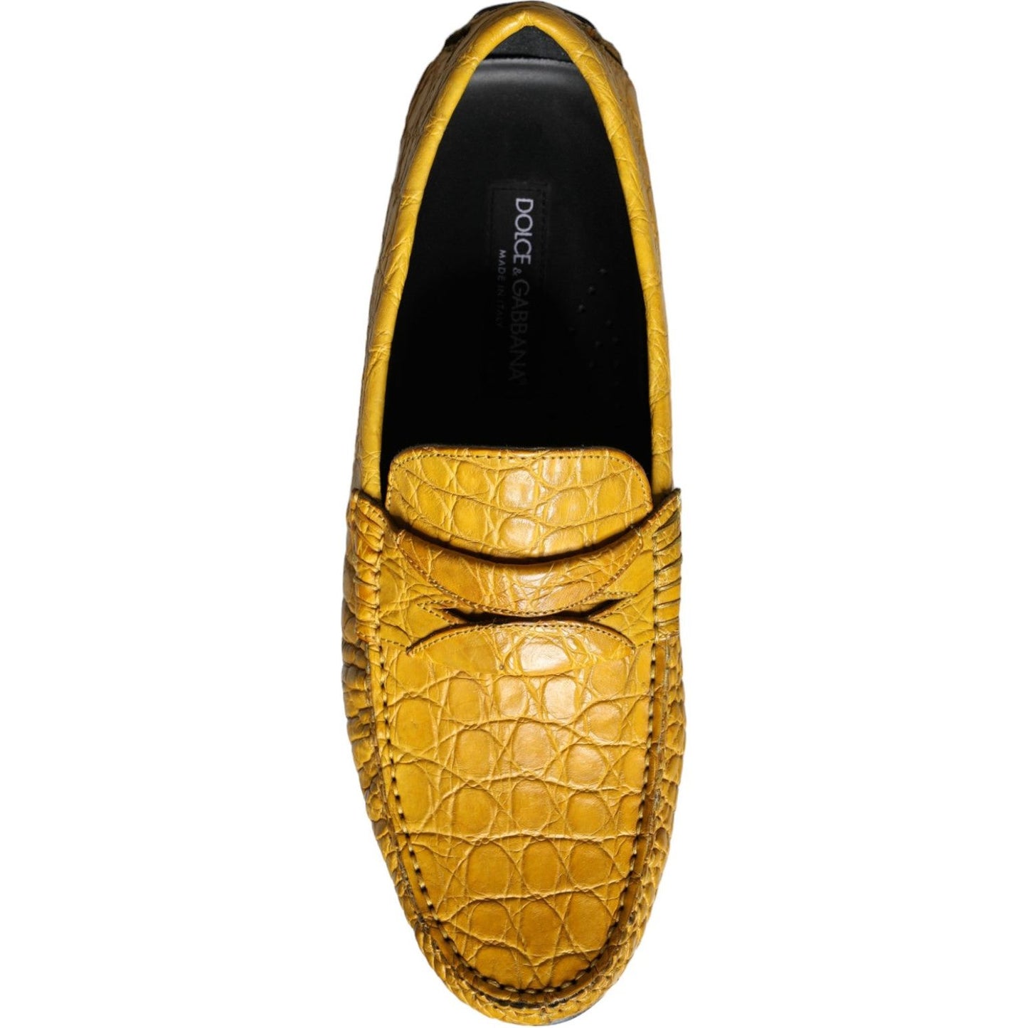 Dolce & Gabbana Yellow Leather Slip Mocassin Loafers Shoes Dolce & Gabbana Goldenrod