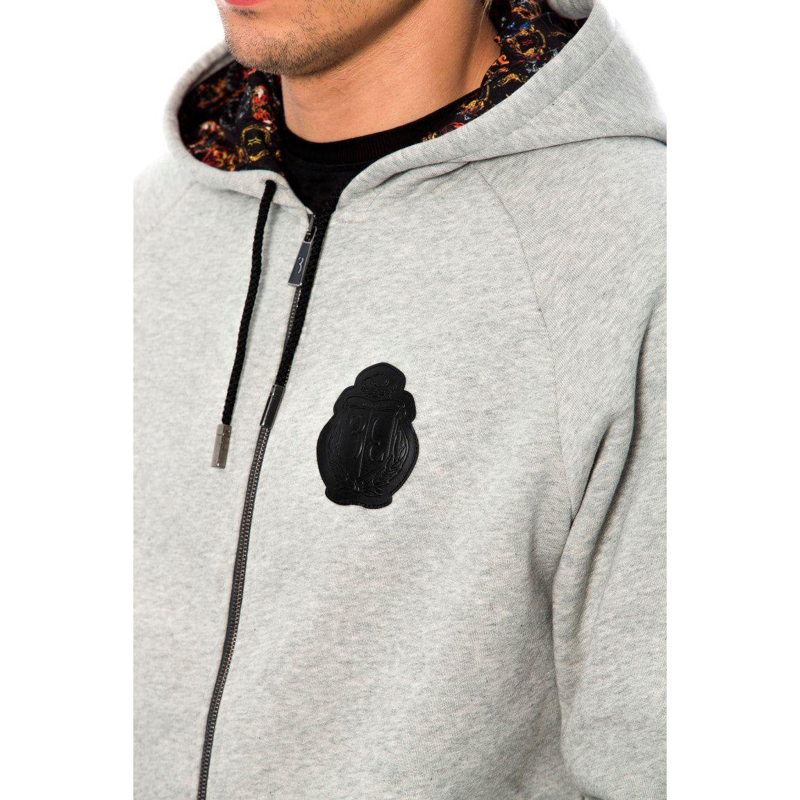 Billionaire Italian Couture Elegant Gray Hooded Cotton Sweatsuit Billionaire Italian Couture Light Gray