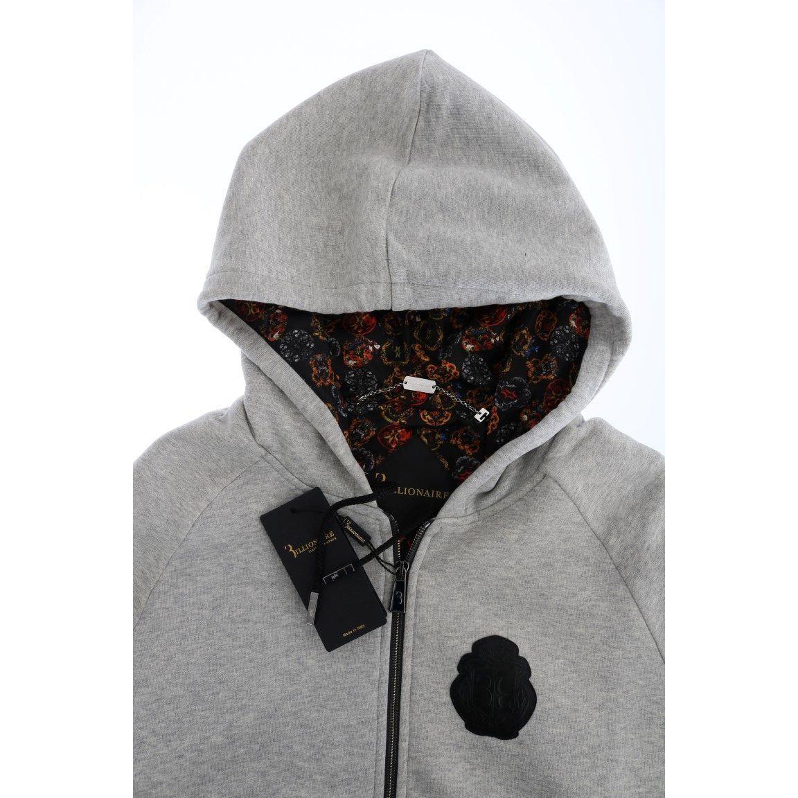 Billionaire Italian Couture Elegant Gray Hooded Cotton Sweatsuit Billionaire Italian Couture Dark Gray