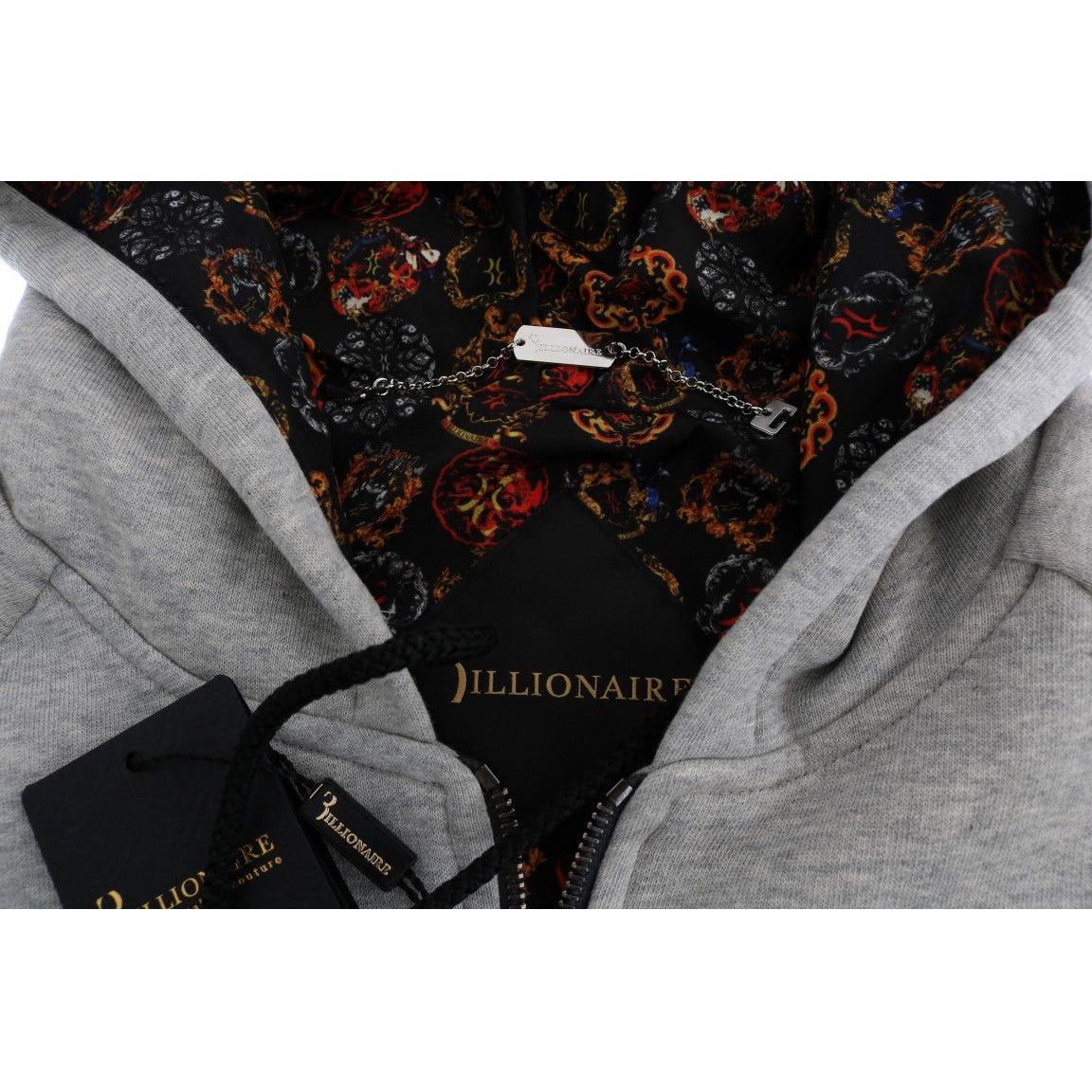 Billionaire Italian Couture Elegant Gray Hooded Cotton Sweatsuit Billionaire Italian Couture Black