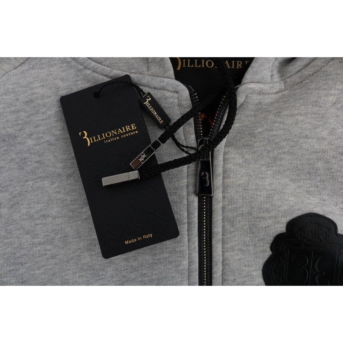 Billionaire Italian Couture Elegant Gray Hooded Cotton Sweatsuit Billionaire Italian Couture Slate Gray