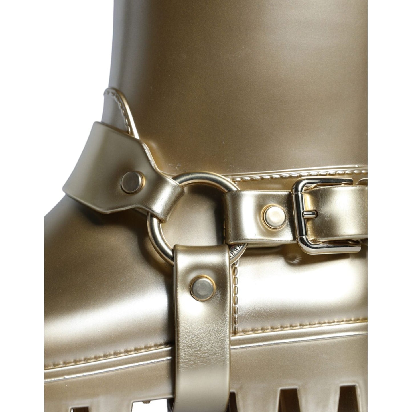 Dolce & Gabbana Metallic Gold Rubber PVC Rain Boots Shoes Dolce & Gabbana Dim Gray