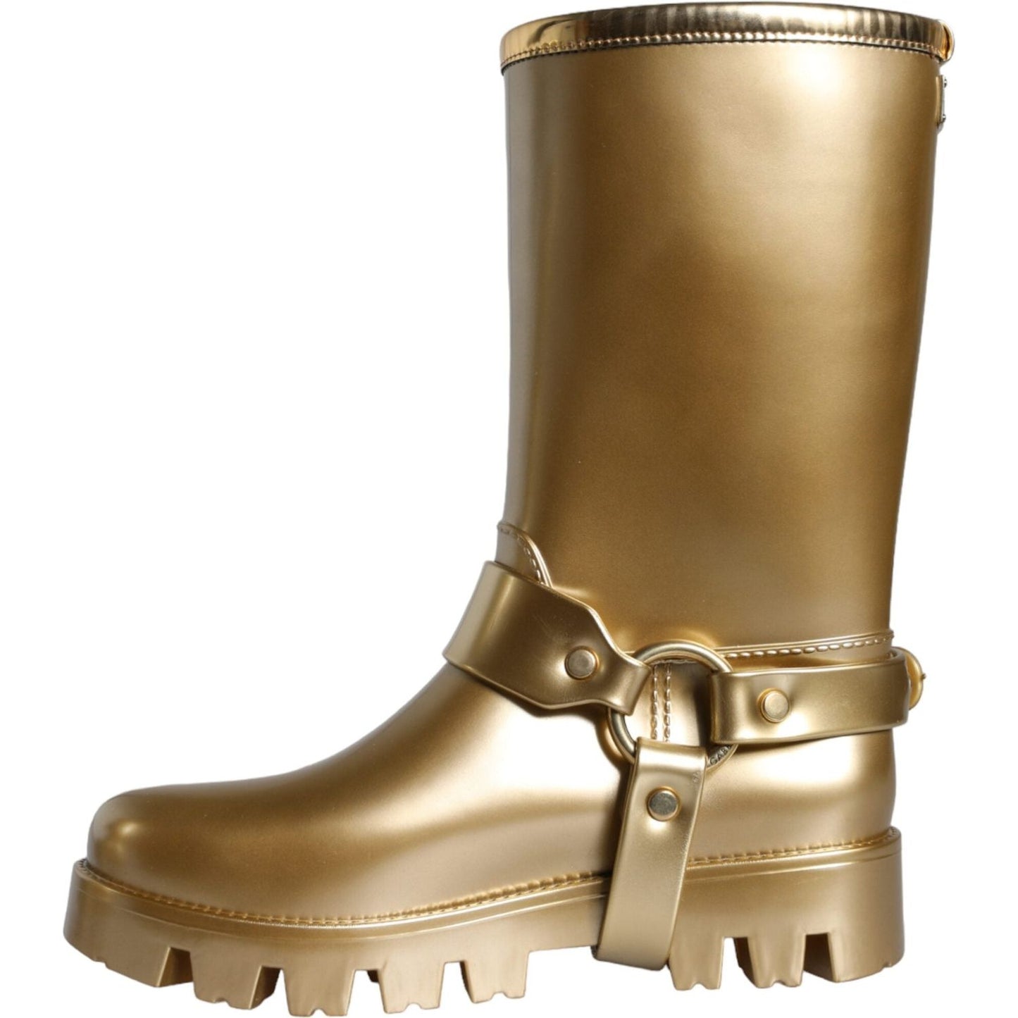 Dolce & Gabbana Metallic Gold Rubber PVC Rain Boots Shoes Dolce & Gabbana Sienna