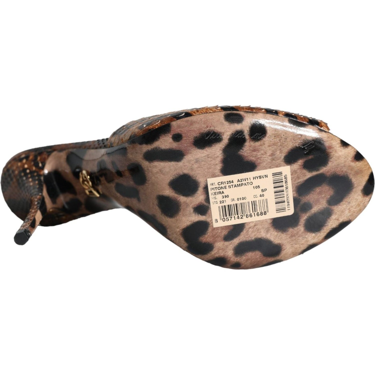 Dolce & Gabbana Brown Leopard Leather Slides Heels Sandals Shoes Dolce & Gabbana Dark Slate Gray