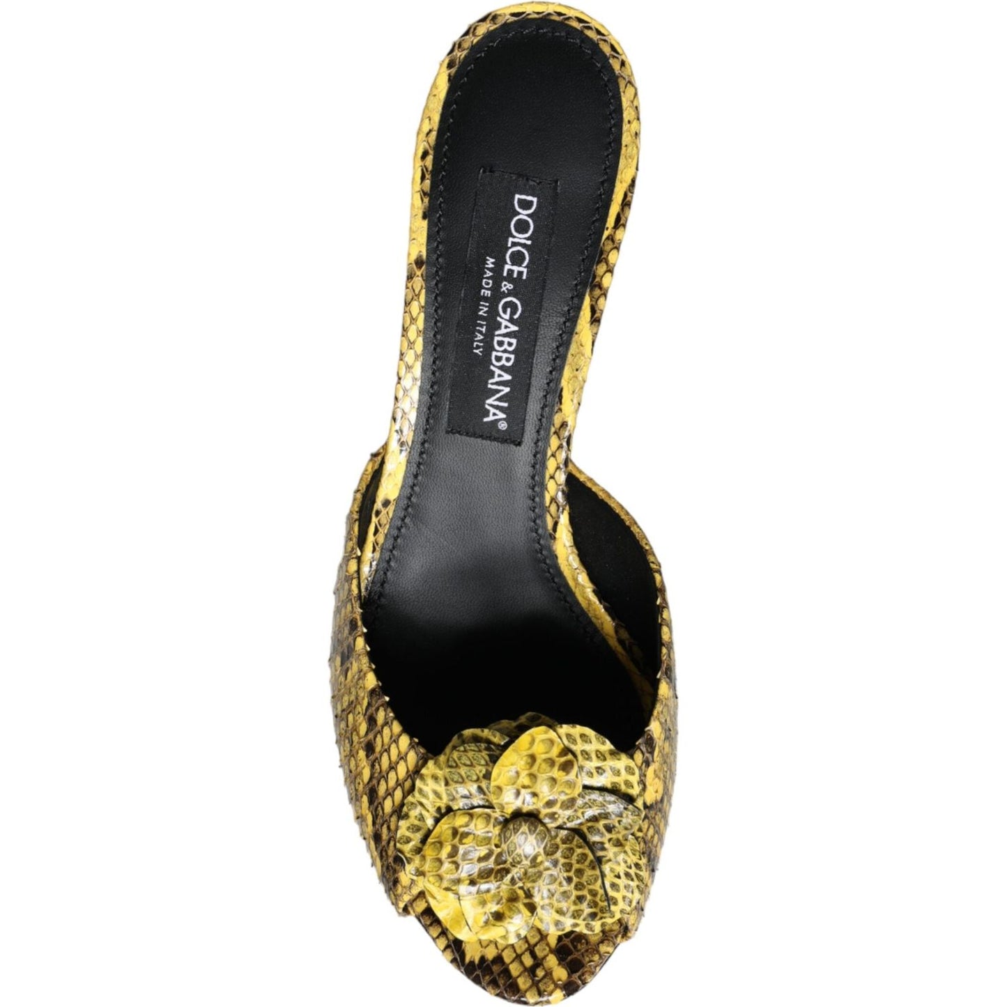Dolce & Gabbana Yellow Leather Block Heels Slides Shoes Dolce & Gabbana Tan