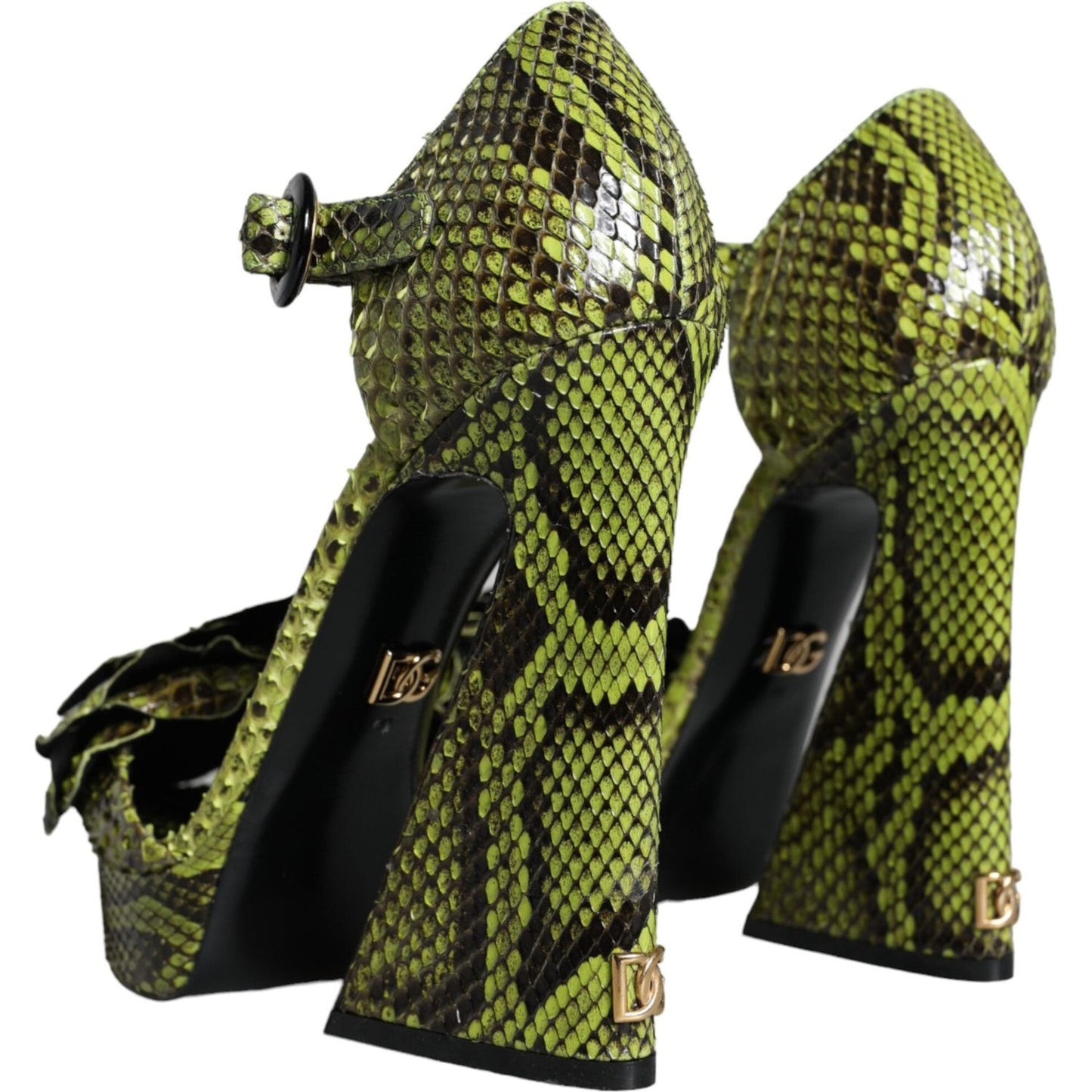 Dolce & Gabbana Green Exotic Leather Ankle Strap Heels Sandals Shoes Dolce & Gabbana Dark Slate Gray