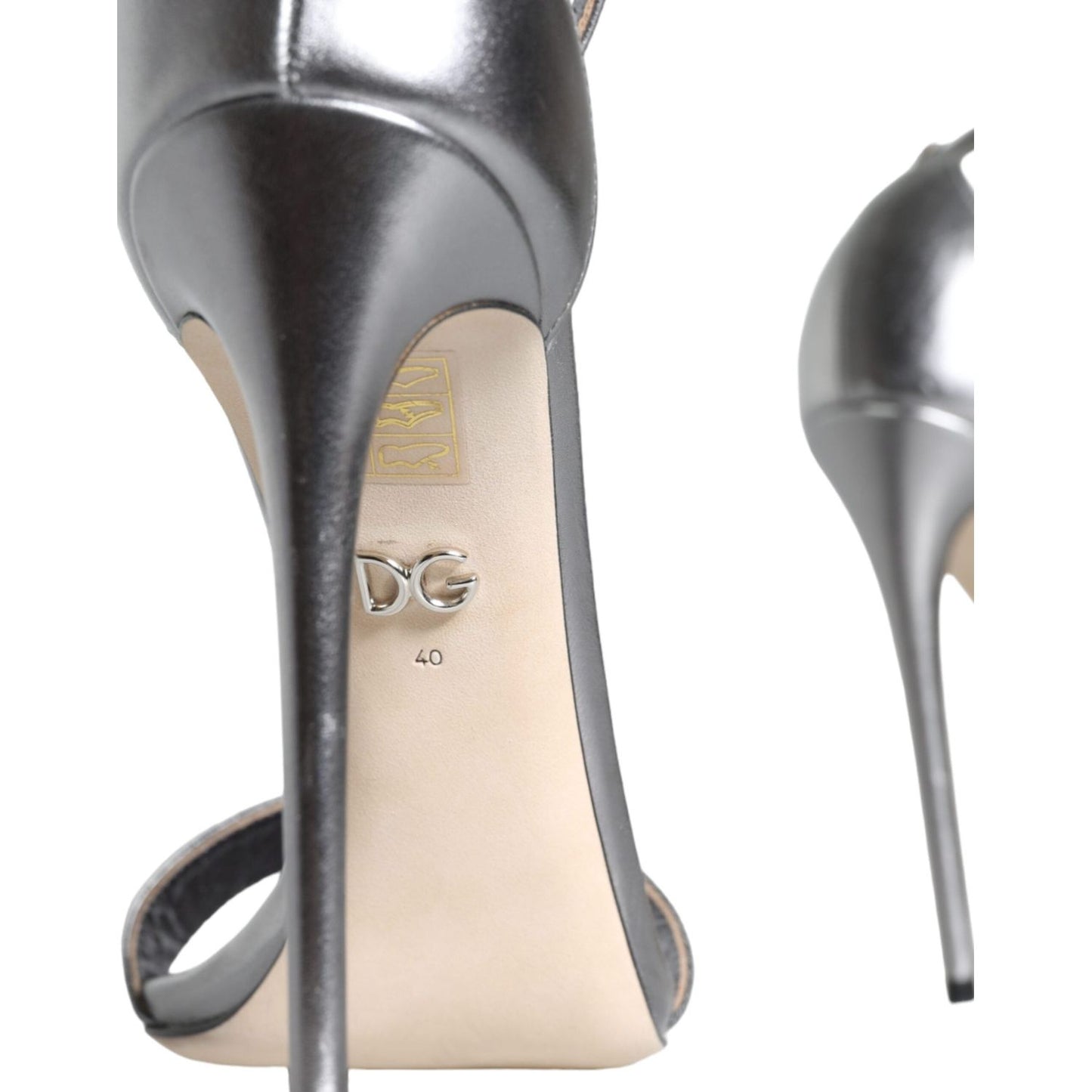 Dolce & Gabbana Silver KEIRA Heels Ankle Strap Sandals Shoes Dolce & Gabbana Dark Gray