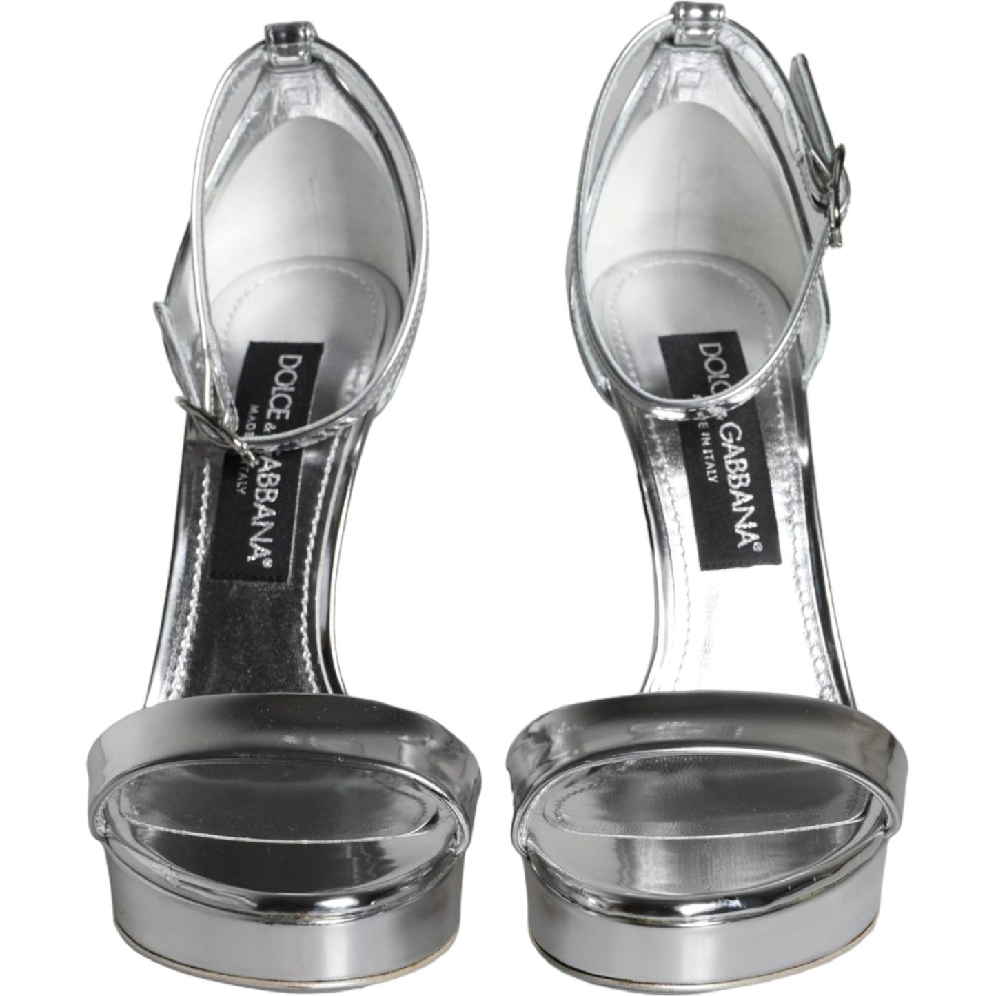 Dolce & Gabbana Silver KEIRA Heels Ankle Strap Sandals Shoes Dolce & Gabbana Light Slate Gray