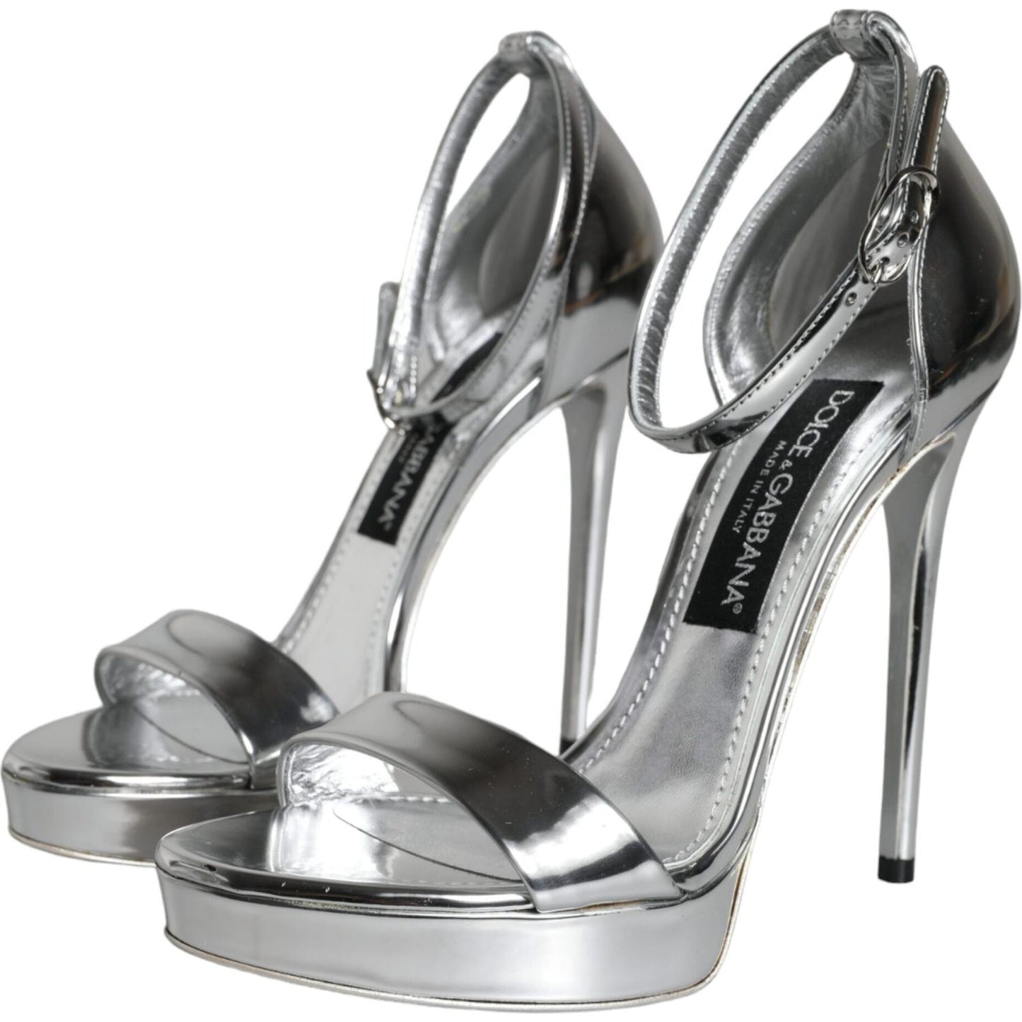 Dolce & Gabbana Silver KEIRA Heels Ankle Strap Sandals Shoes Dolce & Gabbana Light Slate Gray