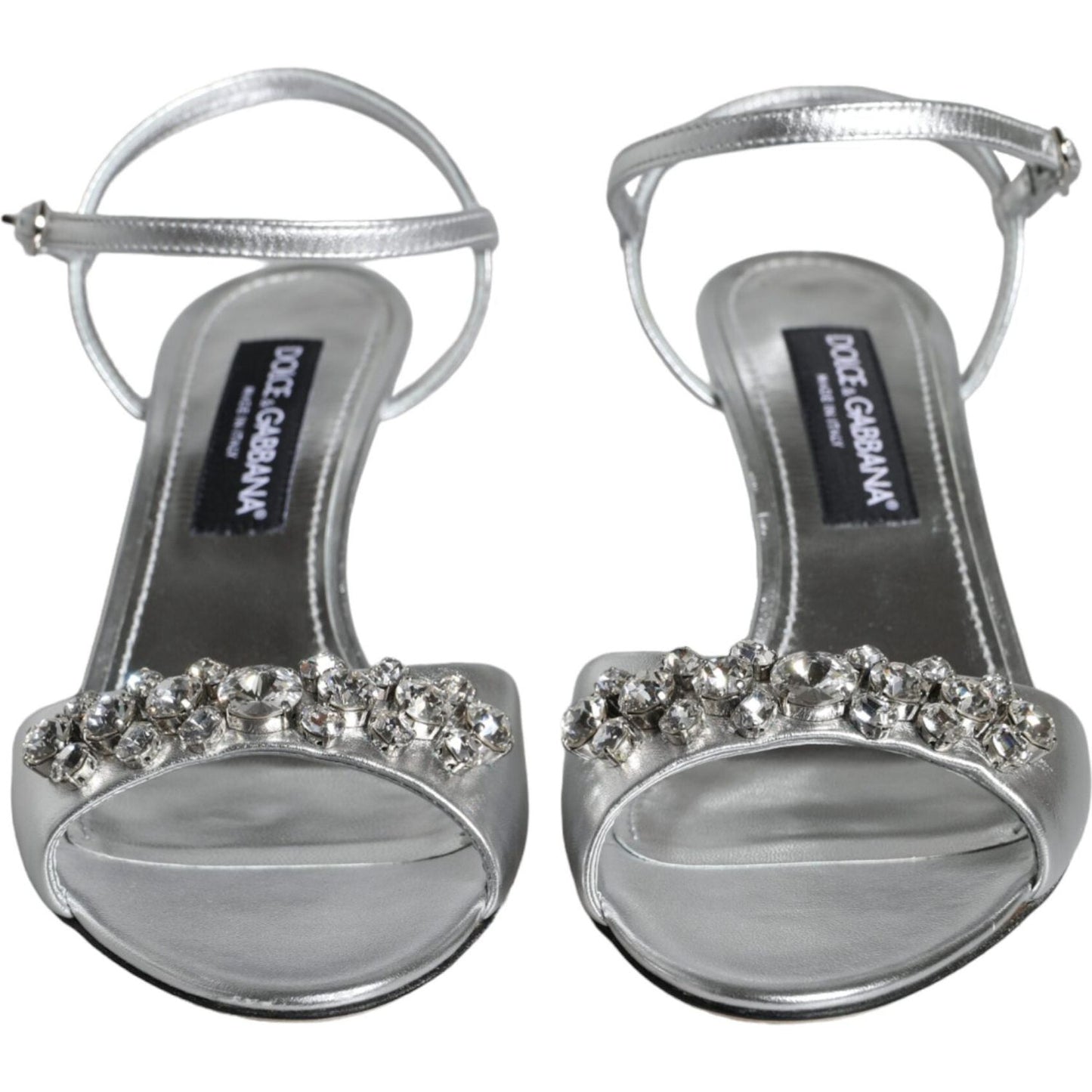 Dolce & Gabbana Silver Crystal AnkleStrap Keira Sandals Shoes Dolce & Gabbana Light Slate Gray